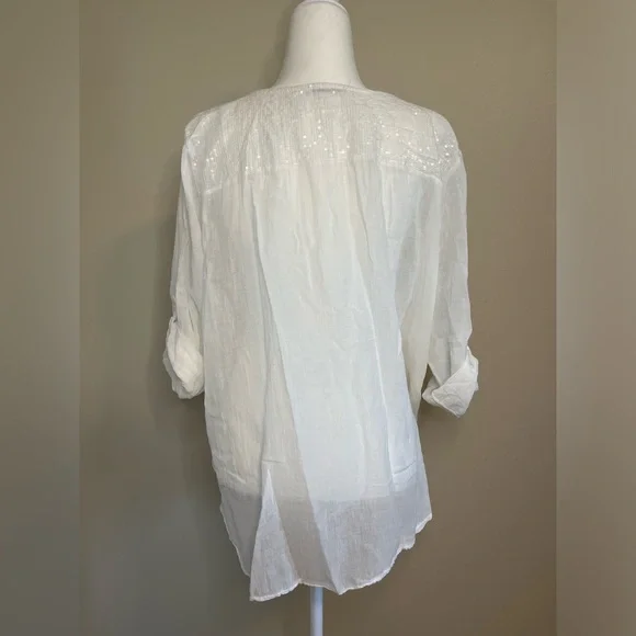New Collection White Lace and Cotton Blouse - Picture 7 of 8